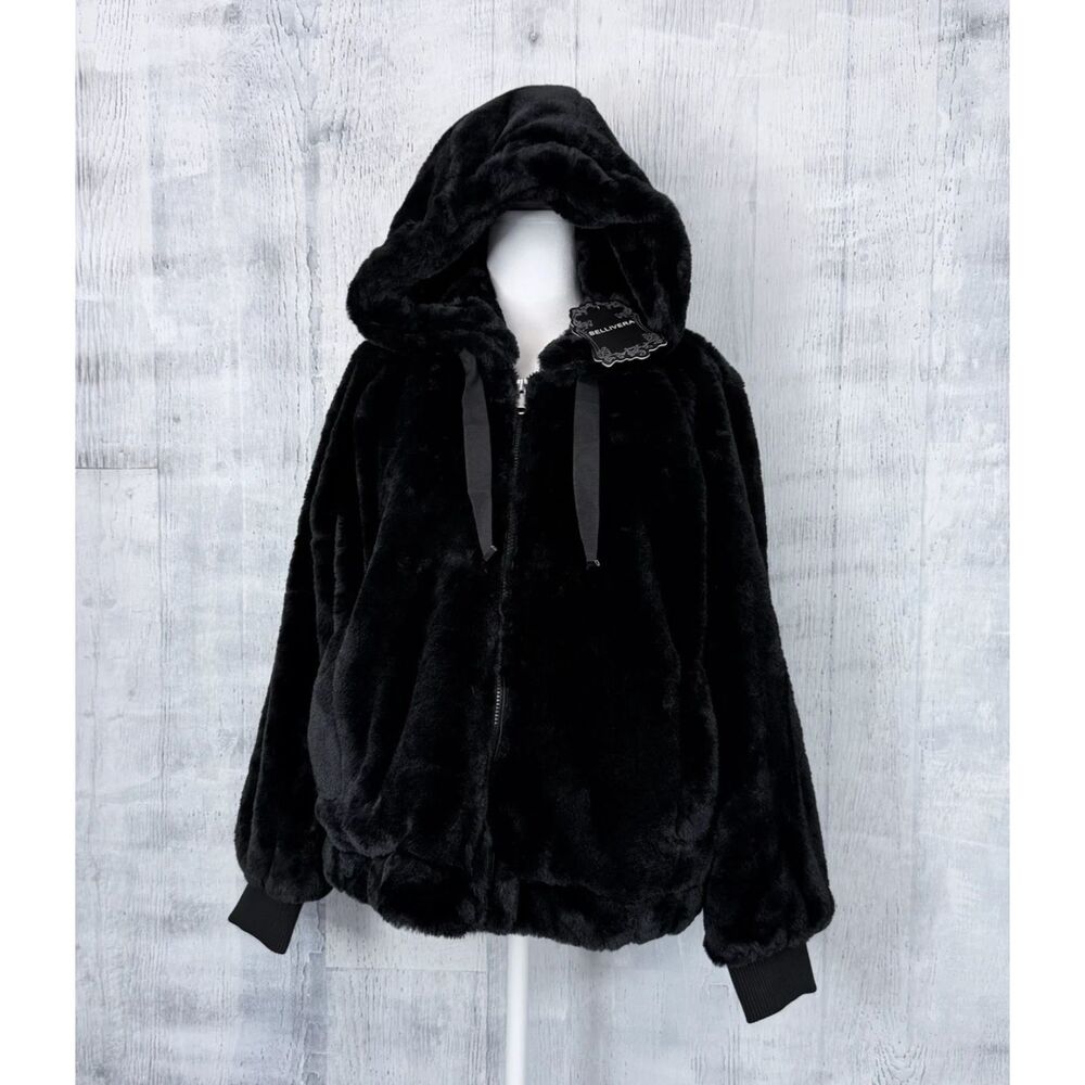 Bellivera Super Soft Fur Hooded Coat Short Shearlin Fuzzy Jacket Women XXL (NWT)